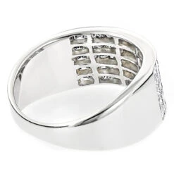 Men's Wide Wedding Band With Princess Cut Diamonds 2.11ct 14K White Gold -Jewelry Sales Store mens wide wedding band with princess cut diamonds 211ct 14k backwh