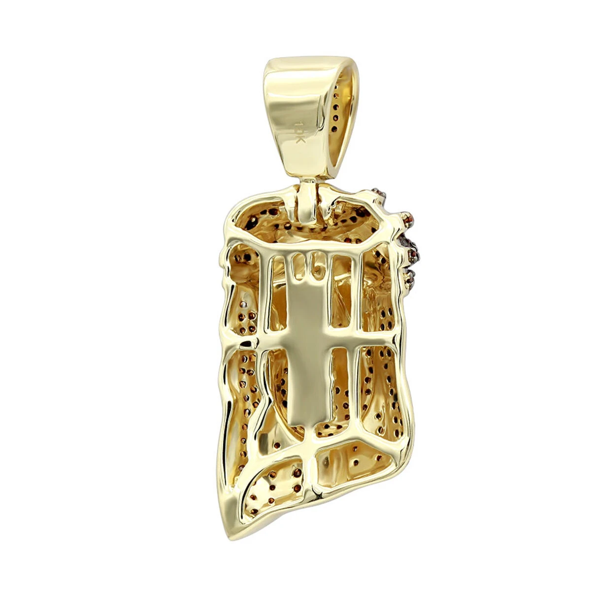 Mini Diamond Jesus Face Pendant 10K Yellow Gold 1/2 Carat Red Diamonds 5 Mini Diamond Jesus Face Pendant 10K Yellow Gold 1/2 Carat Red Diamonds - Image 5