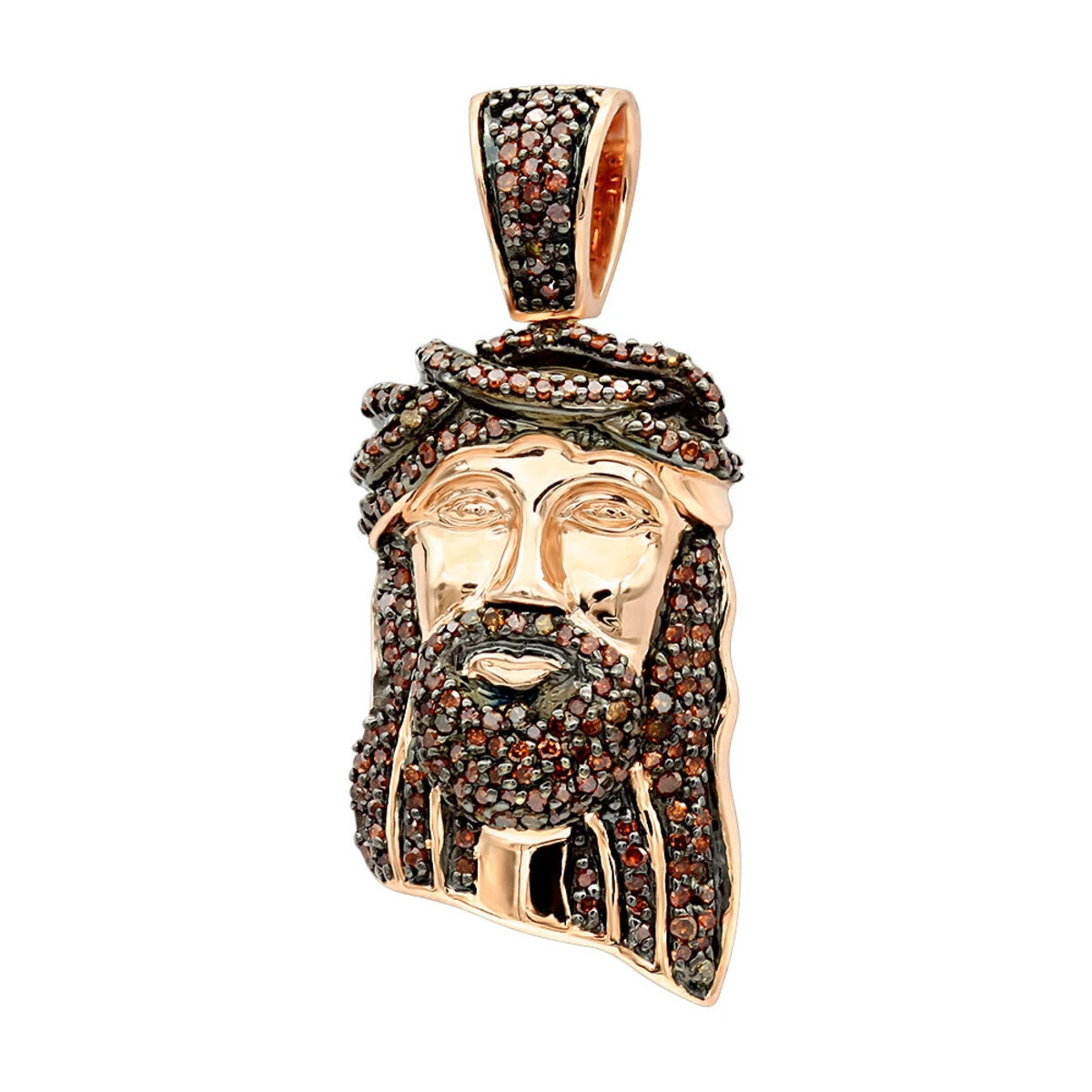 Mini Diamond Jesus Face Pendant 10K Yellow Gold 1/2 Carat Red Diamonds 4 Mini Diamond Jesus Face Pendant 10K Yellow Gold 1/2 Carat Red Diamonds - Image 4