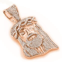 Mini Diamond Jesus Head Pendant 1ct 10K White Gold Charm -Jewelry Sales Store mini diamond jesus head pendant 1ct 10k gold charm ro