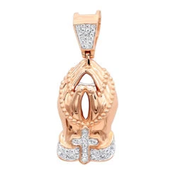 Mini Praying Hands And Cross Diamond Pendant For Men 10K Yellow Gold 0.25ct -Jewelry Sales Store mini praying hands and cross diamond pendant for men in 10k gold 0 25ct ro
