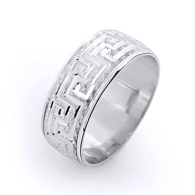 Ornamental Wedding Band For Men 14K White Gold 1 Ornamental Wedding Band For Men 14K White Gold