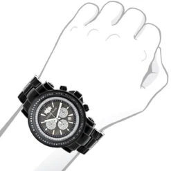 Oversized Men's Black Diamond Watch By Luxurman 3ct Chronograph Escalade -Jewelry Sales Store oversized mens black diamond watch by luxurman 3ct chronograph escalade bod