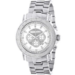 Oversized Men's 0.25ct Diamond White Dial Luxurman Escalade Chronograph Watch