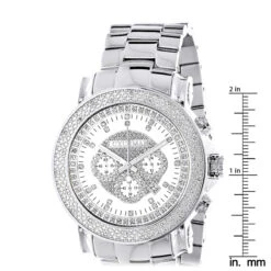 Oversized Men's 0.25ct Diamond White Dial Luxurman Escalade Chronograph Watch -Jewelry Sales Store oversized mens diamond watch 025ct white mop luxurman escalade chronograph ruler