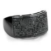 Men's Pave Black Diamond Ring 10K Black Plated Gold Band 0.68ct