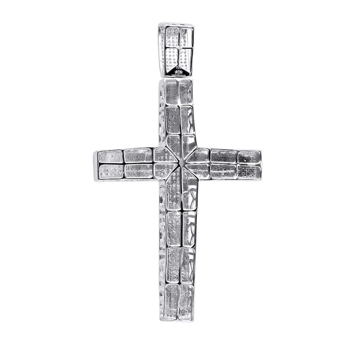 Large Pave Diamond Cross Pendant For Men In Sterling Silver 3 Carats Of Diamonds 2 Large Pave Diamond Cross Pendant For Men In Sterling Silver 3 Carats Of Diamonds - Image 2