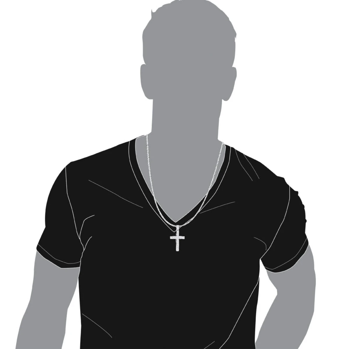 Large Pave Diamond Cross Pendant For Men In Sterling Silver 3 Carats Of Diamonds 3 Large Pave Diamond Cross Pendant For Men In Sterling Silver 3 Carats Of Diamonds - Image 3