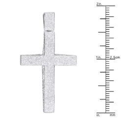 Large Pave Diamond Cross Pendant For Men In Sterling Silver 3 Carats Of Diamonds 7 Large Pave Diamond Cross Pendant For Men In Sterling Silver 3 Carats Of Diamonds -Jewelry Sales Store pave diamond cross pendant 396ct silver ruler
