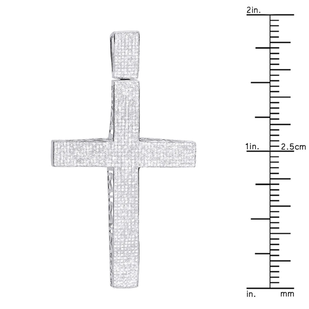Large Pave Diamond Cross Pendant For Men In Sterling Silver 3 Carats Of Diamonds 4 Large Pave Diamond Cross Pendant For Men In Sterling Silver 3 Carats Of Diamonds - Image 4