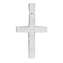 Large Pave Diamond Cross Pendant For Men In Sterling Silver 3 Carats Of Diamonds