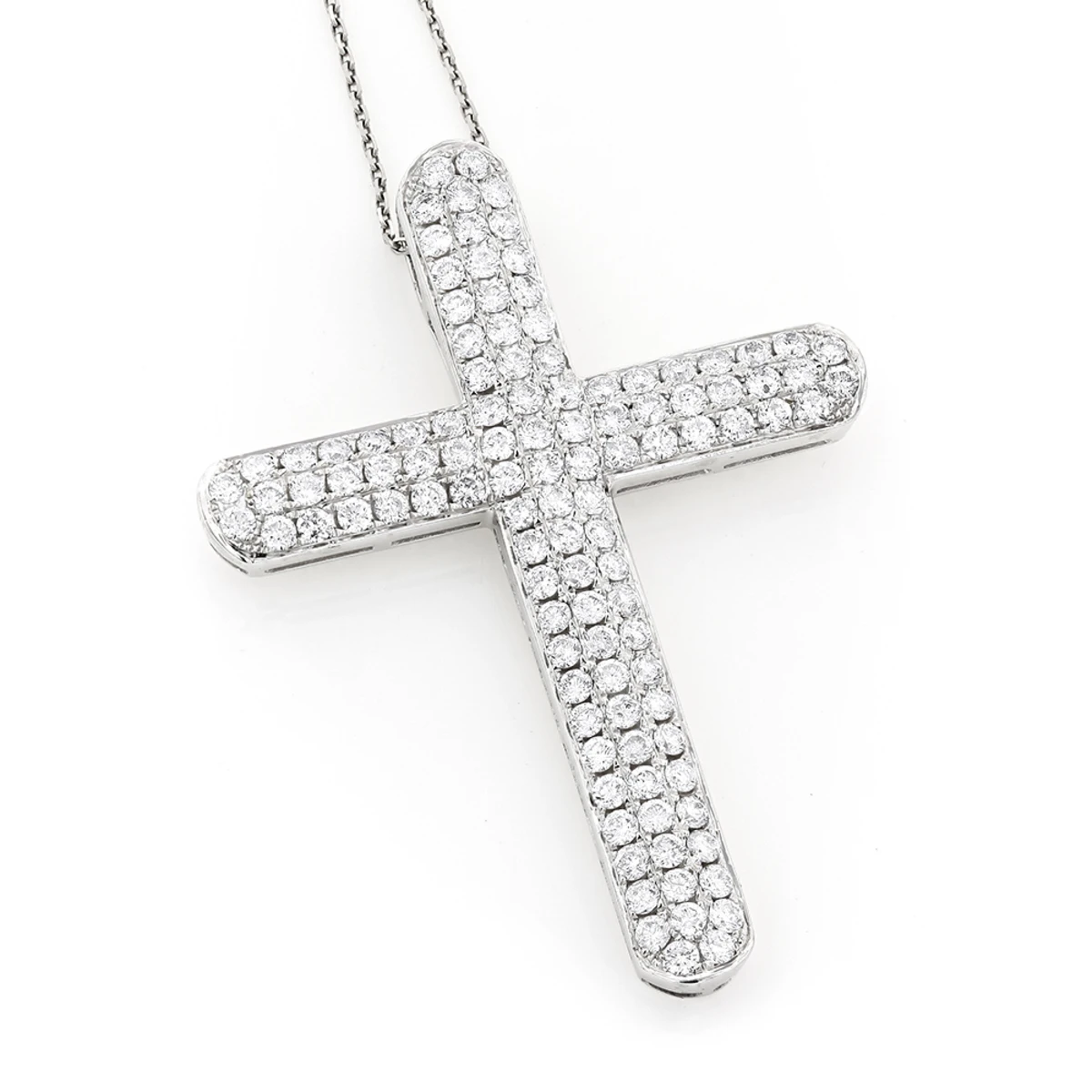 Pave Diamond Cross Pendant 4 Carats 14K White Gold 1 Pave Diamond Cross Pendant 4 Carats 14K White Gold