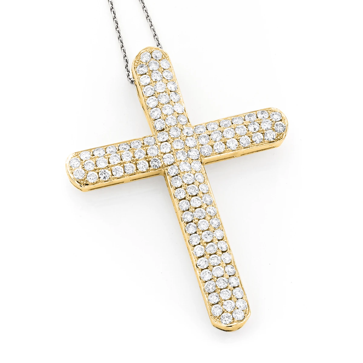 Pave Diamond Cross Pendant 4 Carats 14K White Gold 2 Pave Diamond Cross Pendant 4 Carats 14K White Gold - Image 2