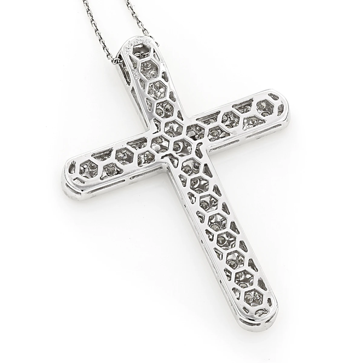 Pave Diamond Cross Pendant 4 Carats 14K White Gold 4 Pave Diamond Cross Pendant 4 Carats 14K White Gold - Image 4