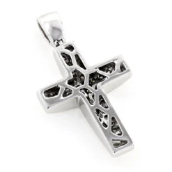 Pave 14K White Gold Diamond Cross Pendant 0.5ct Gold -Jewelry Sales Store pave gold diamond cross pendant 05ct 14k backwh