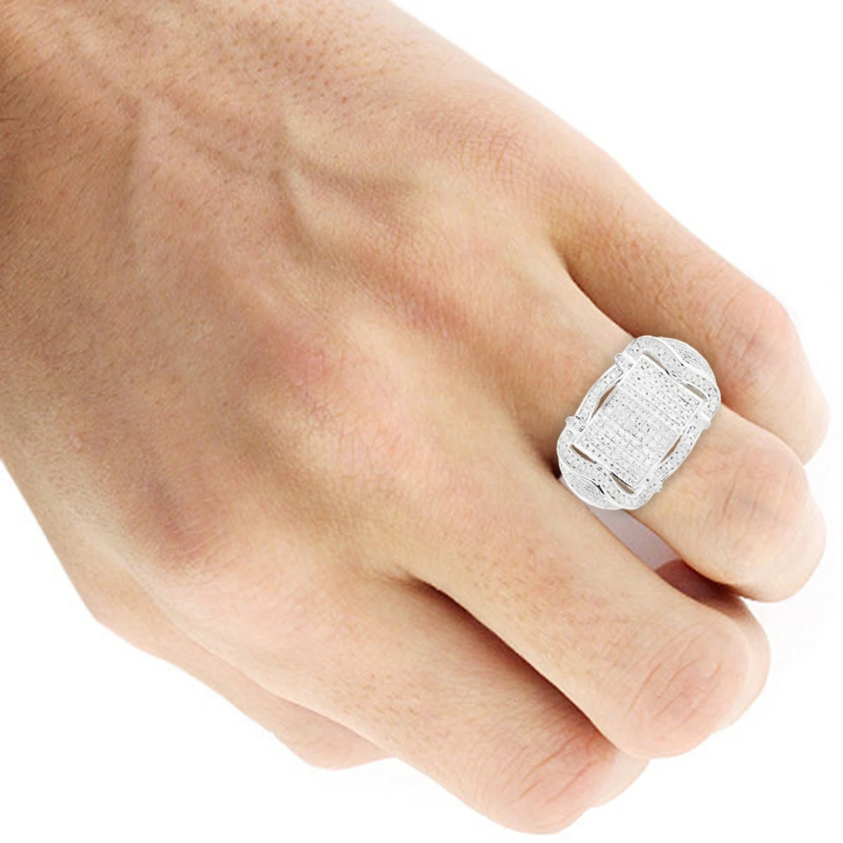 Pave Men's Diamond Ring 1ct 10K Yellow Gold 5 Pave Men's Diamond Ring 1ct 10K Yellow Gold - Image 5