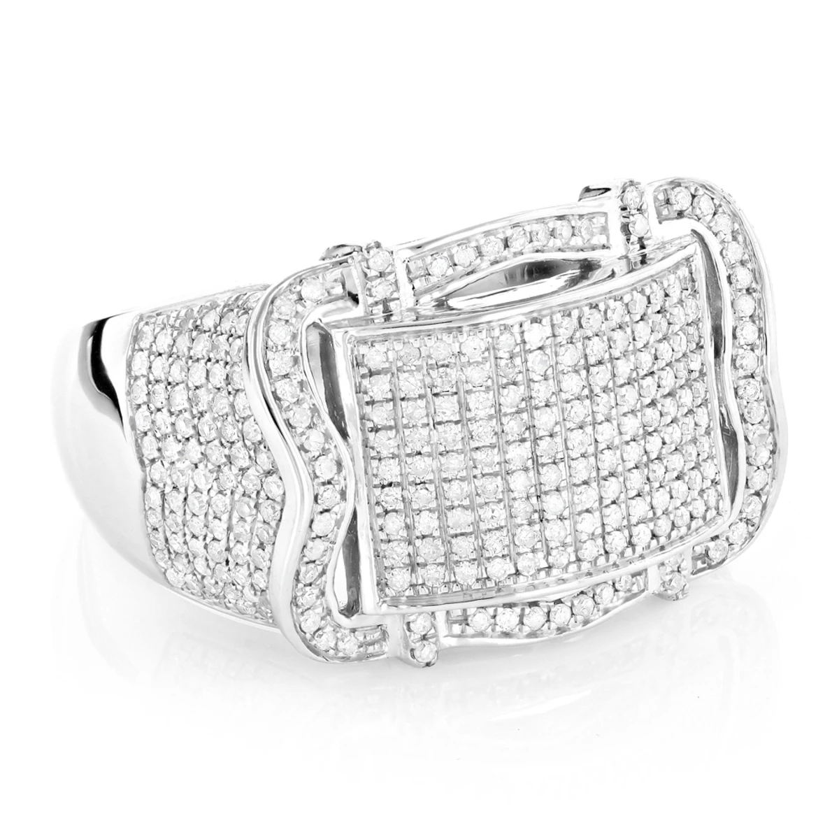 Pave Men's Diamond Ring 1ct 10K Yellow Gold 2 Pave Men's Diamond Ring 1ct 10K Yellow Gold - Image 2