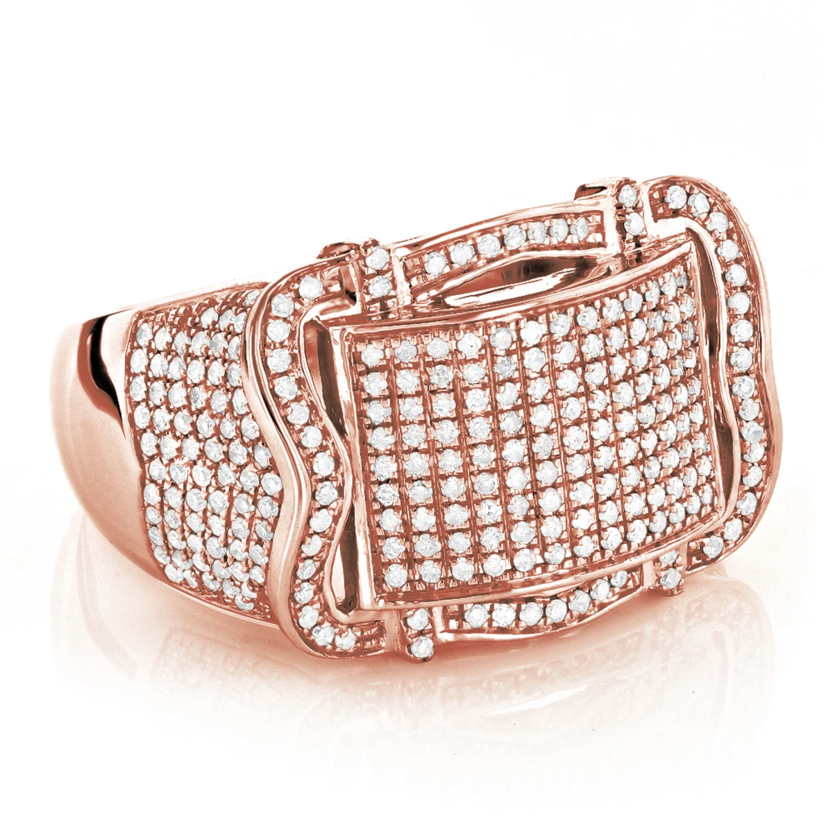 Pave Men's Diamond Ring 1ct 10K Yellow Gold 3 Pave Men's Diamond Ring 1ct 10K Yellow Gold - Image 3