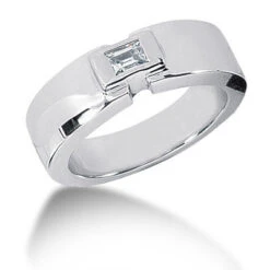 Platinum Emerald Cut Diamond Men's Wedding Ring 0.25ct