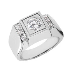 Platinum Men's Diamond Ring 0.87ct