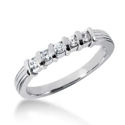 Platinum Men's Bar Set Diamond Wedding Band 0.25ct