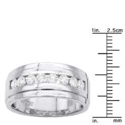 Platinum Men's Diamond Wedding Band 10mm Wide 1.5 Carats VS Diamonds Ring -Jewelry Sales Store platinum mens diamond wedding band 10mm wide 15 carats vs diamonds 018154 ruler