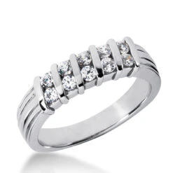 Platinum Men's Bar Set Diamonds Wedding Ring 0.50ct