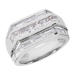 Platinum Men's Princess & Baguette Diamonds Ring 2.76ct