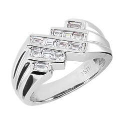 Platinum Men's Princess Diamonds Ring 0.90ct