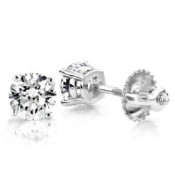 Platinum Solitaire Round Diamond Stud Earrings 0.25ct