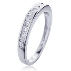 Thin Princess Cut Diamond Wedding Band 0.59ct 14K White Gold -Jewelry Sales Store princess cut diamond wedding band 059ct 14k gold 2
