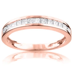 Thin Princess Cut Diamond Wedding Band 0.59ct 14K White Gold -Jewelry Sales Store princess cut diamond wedding band 059ct 14k gold ro