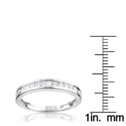 Thin Princess Cut Diamond Wedding Band 0.59ct 14K White Gold -Jewelry Sales Store princess cut diamond wedding band 059ct 14k gold rulerwh