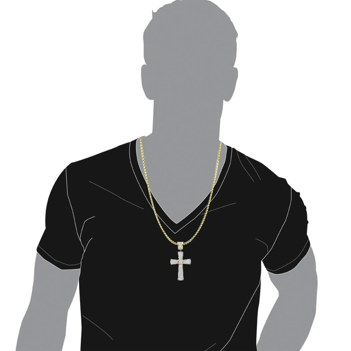 Puffed 10K Yellow Gold Diamond Cross Pendant 3.25ct Gold 5 Puffed 10K Yellow Gold Diamond Cross Pendant 3.25ct Gold - Image 5