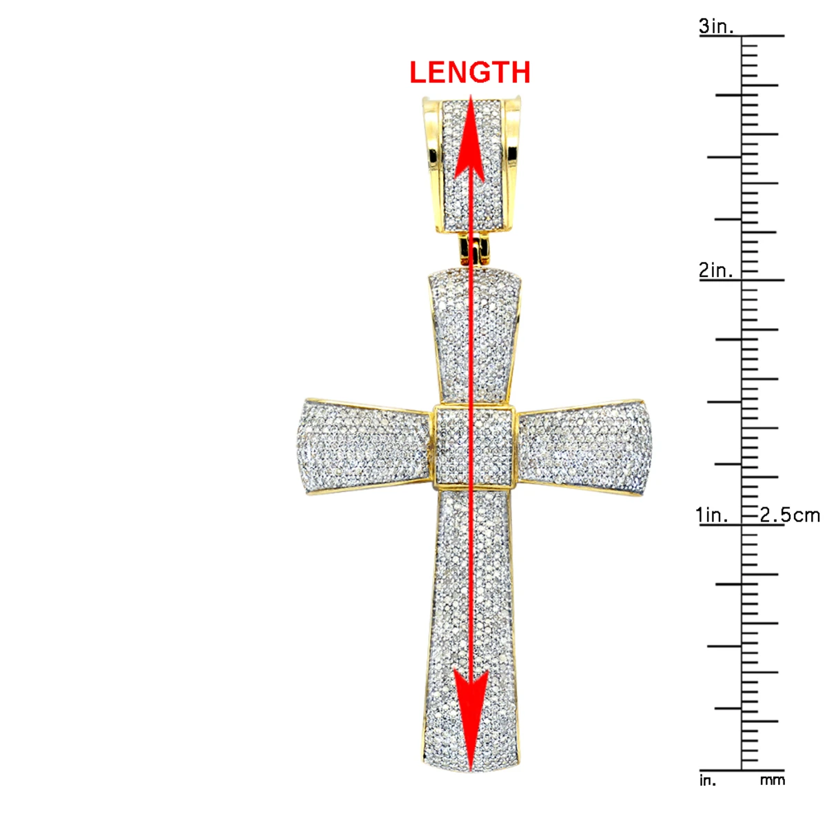 Puffed 10K Yellow Gold Diamond Cross Pendant 3.25ct Gold 6 Puffed 10K Yellow Gold Diamond Cross Pendant 3.25ct Gold - Image 6