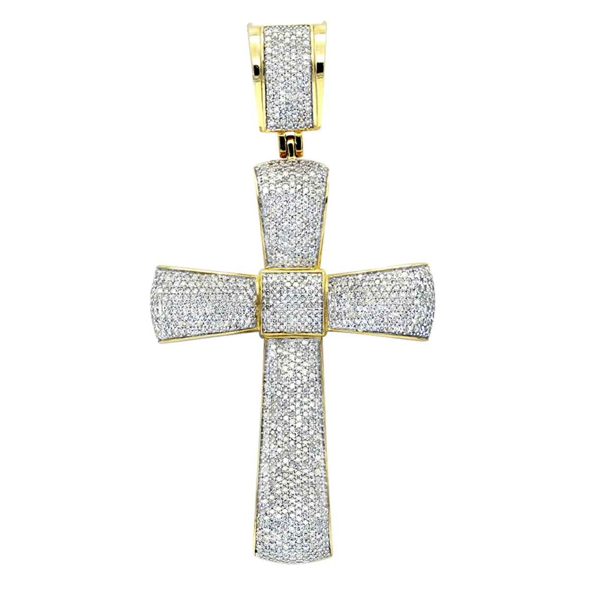Puffed 10K Yellow Gold Diamond Cross Pendant 3.25ct Gold 1 Puffed 10K Yellow Gold Diamond Cross Pendant 3.25ct Gold