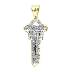 10K Yellow Gold Diamond Key Pendant For Men By Luxurman 0.65ct -Jewelry Sales Store real 10k gold diamond key pendant for men by luxurman 065ct backye