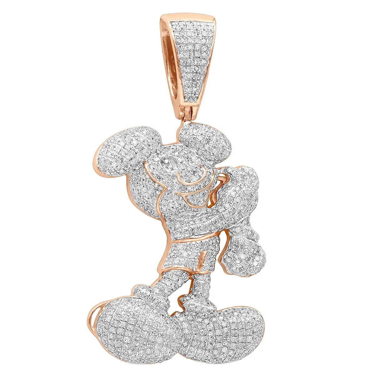10K Yellow Gold Diamond Mickey Mouse Pendant Cartoon Character 3.25ct 3 10K Yellow Gold Diamond Mickey Mouse Pendant Cartoon Character 3.25ct - Image 3