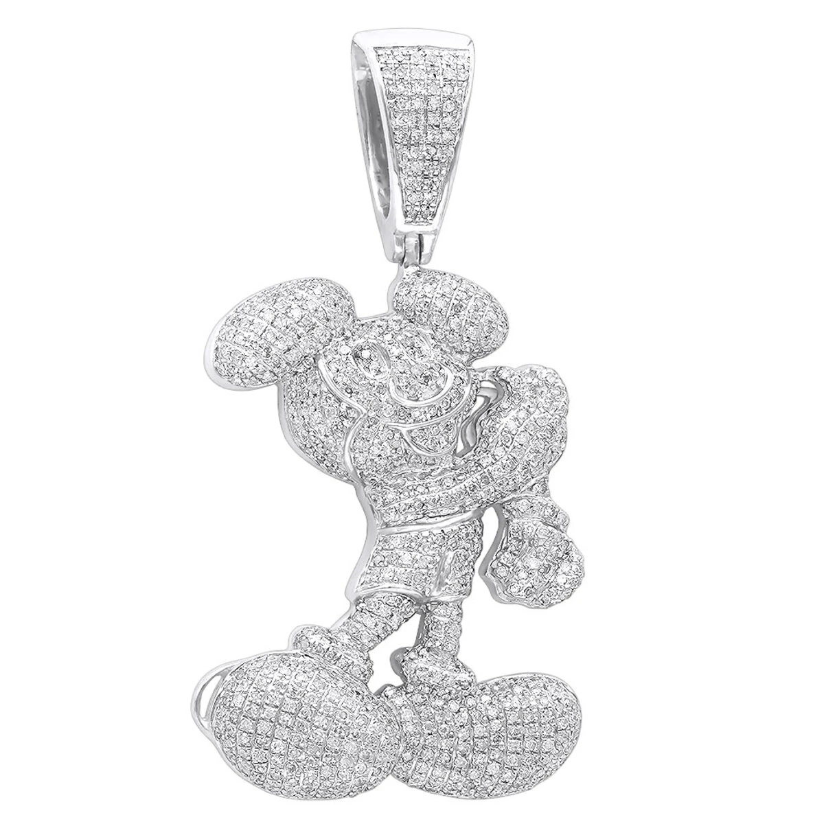 10K Yellow Gold Diamond Mickey Mouse Pendant Cartoon Character 3.25ct 2 10K Yellow Gold Diamond Mickey Mouse Pendant Cartoon Character 3.25ct - Image 2