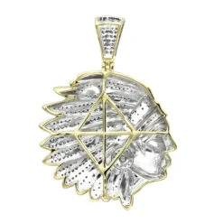 10K Yellow Gold Indian Chief Head Pendant For Men With Genuine Diamonds 1.2ct -Jewelry Sales Store real 10k gold indian chief head pendant for men with genuine diamonds 1 2ct backye