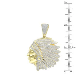 10K Yellow Gold Indian Chief Head Pendant For Men With Genuine Diamonds 1.2ct -Jewelry Sales Store real 10k gold indian chief head pendant for men with genuine diamonds 1 2ct rulerye