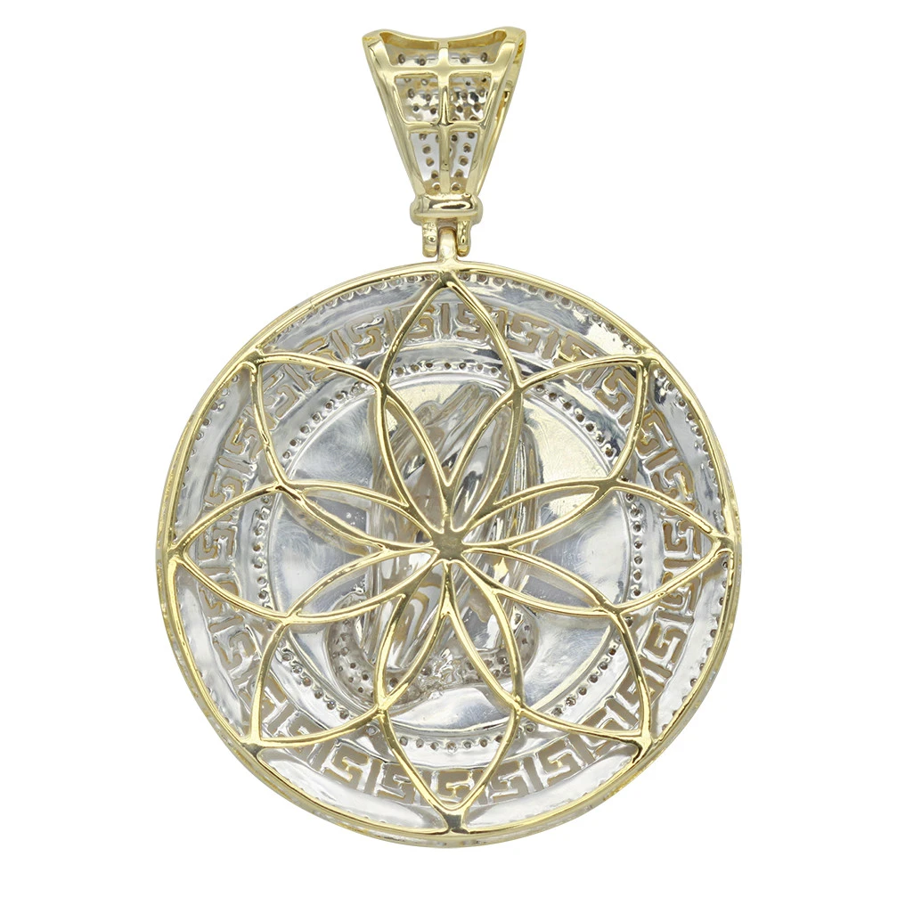 14K Yellow Gold Praying Hands With Rosary Diamond Pendant Medallion 1ct 5 14K Yellow Gold Praying Hands With Rosary Diamond Pendant Medallion 1ct - Image 5