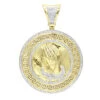 14K Yellow Gold Praying Hands With Rosary Diamond Pendant Medallion 1ct