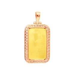 24K Yellow Gold Suisse Bar Diamond Dog Tag Pendant For Men Customizable 2.2ct -Jewelry Sales Store real 24k gold suisse bar diamond dog tag pendant for men customizable 22ct 018022 backro