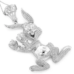 Diamond Bugs Bunny Pendant 2.48ct Gold Plated Silver