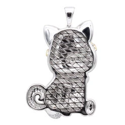 Real Diamond Cat Pendant With Sunglasses 14K White Gold Black & White Diamonds -Jewelry Sales Store real diamond cat pendant with sunglasses solid 10k gold black and white diamonds back white 1678410602