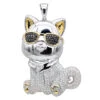 Real Diamond Cat Pendant With Sunglasses 14K White Gold Black & White Diamonds