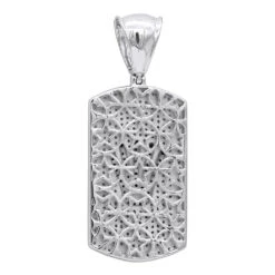 Real Diamond Dog Tag Pendant With Crown 10K White Gold White & Black Diamonds 1ct -Jewelry Sales Store real diamond dog tag pendant with crown 10k gold white black diamonds 1ct 000991 back white