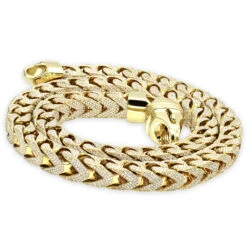 Real Diamond Hip Hop Jewelry Solid 10K Yellow Gold Iced Out Franco Chain For Men