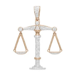 10K Yellow Gold Diamond Libra Pendant 1.1ct By Luxurman -Jewelry Sales Store real gold zodiac jewelry 10k gold diamond libra pendant 11ct by luxurman ro